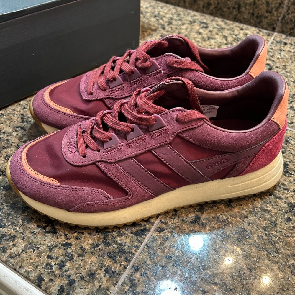 Gola Burgundy and Tan Women's Sneakers